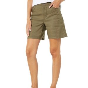 NYDJ Stretch Linen Twill 5 Pocket Shorts in Moss Size 14 NWT 7” Inseam